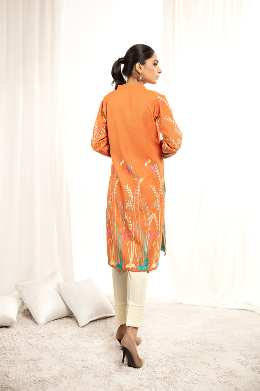 KARANDI EMBORIED SHIRT - Orange (ZA-WSC-17)