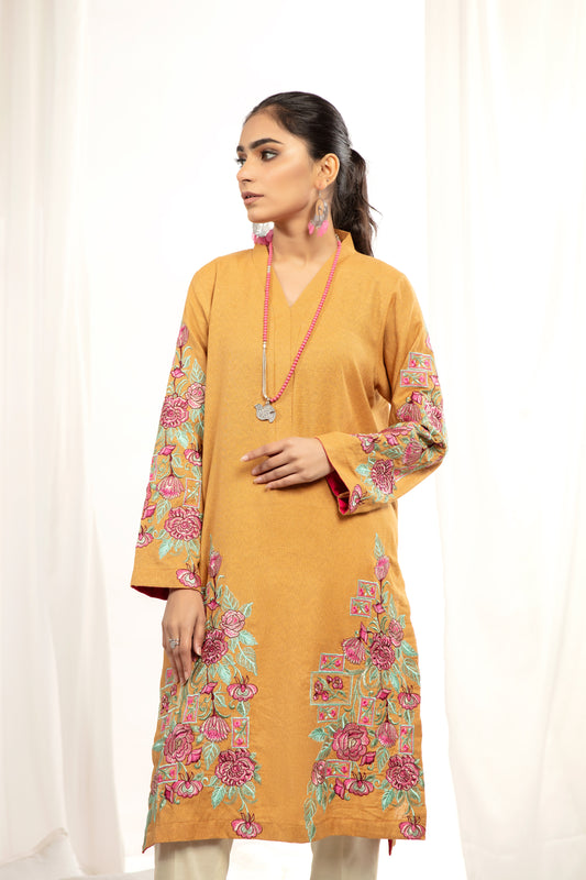 KARANDI EMBORIED SHIRT - Yellow (ZA-WSC-03)